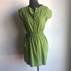 Vintage sz S Plain Green button down midi dress